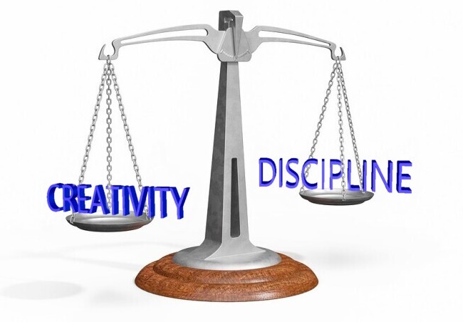 Scales showing the balance between creativity and discipline