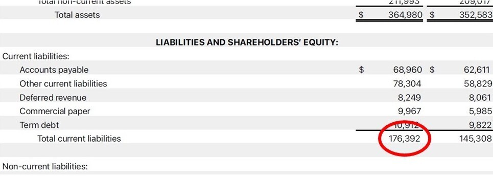 Apple Inc. current liabilities