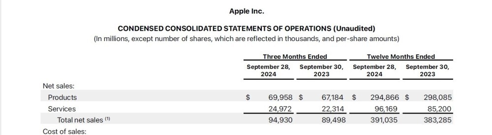Apple Inc. Financial Statement 2024