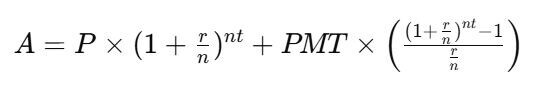 Formula for compound interest over time